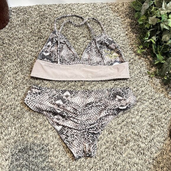 Talie Golds Two Piece Bikini Brown Snakeskin Size S - Picture 8 of 8